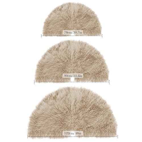 24 Inch Plush Christmas Tree Skirt Brown, Fluffy Faux Fur Tree Skirt for Christmas Holiday Party Decorations