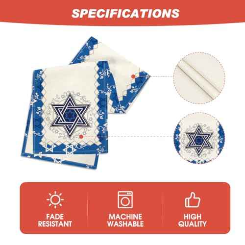 Artoid Mode Hexagram Hanukkah Table Runner, Star of David Jewish Menorah Passover Chanukah Holiday Kitchen Dining Table Decoration for Indoor Outdoor Home Party Decor 13 x 72 Inch