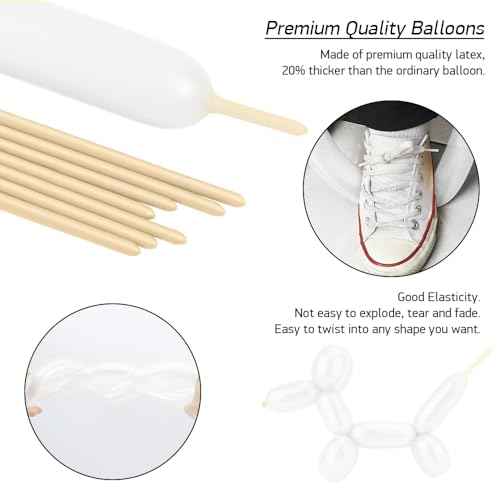 Clear 260 Balloons, Clear Long Balloons 100pcs, Long Balloon for Tying Arch, Transparent Latex Balloon, Back to School Graduation Wedding Birthday Christmas Kid's Party Decorations