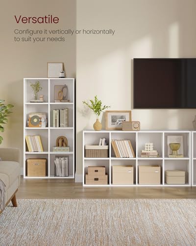 8-Cube Bookshelf Storage Organizer - Cloud White, 25.8 x 9.5 x 51 Inches