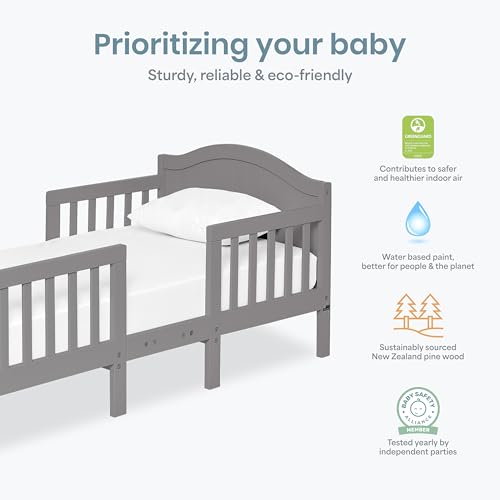 Toddler Convertible Bed with Guard Rails & Safety Certification - Storm Grey, 3-in-1