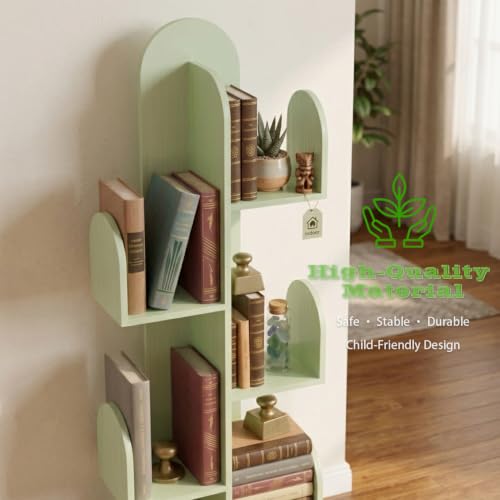 Cactus Tree Bookshelf with 5 Tiers - Green Wooden Storage Rack for Books and Decor