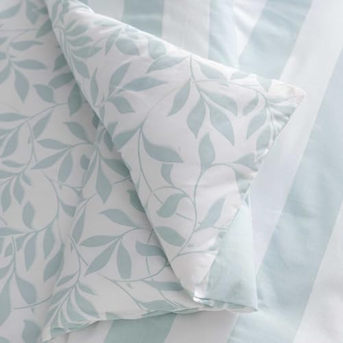 Martha Stewart Queen Comforter Set with Shams - Copper Vines Blue Reversible Cotton Bedding