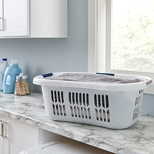 XL Hip-Hugger Laundry Basket - 2.1 Bushel White with 3 Handles - Rubbermaid Variation