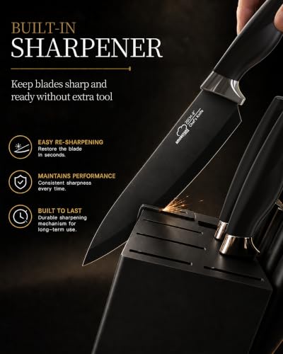15-Piece Kitchen Knife Set with Block - Sharp Stainless Steel Blades
