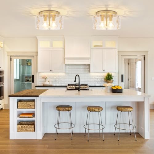 LZLDCJ Gold 15-inch 3-Light Semi Flush Mount Ceiling Light - Modern Design