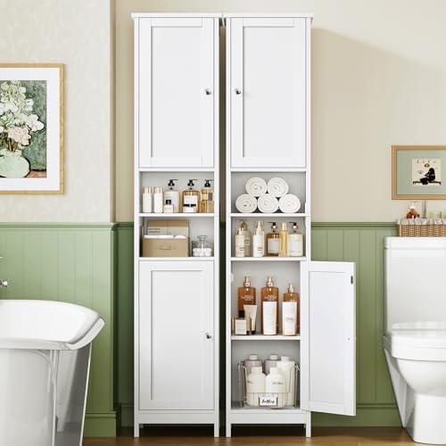 TEENFON 67" Tall Bathroom Cabinet with Adjustable Shelves and Doors,