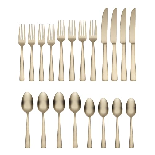 Oneida Aptitude 20-Piece Champagne Satin Flatware Set for 4 - Modern Silverware