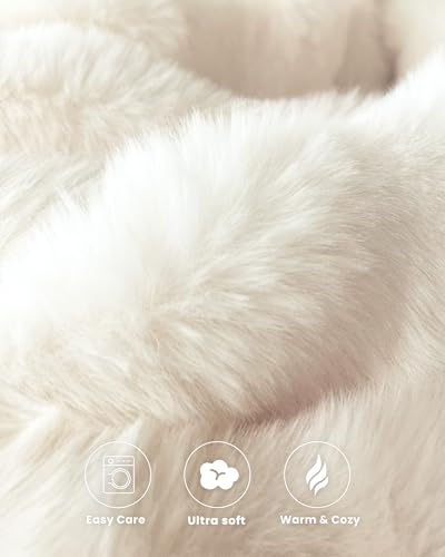 Ultra Soft Cozy Faux Fur Throw Blanket, Fuzzy Plush Thick Bubble