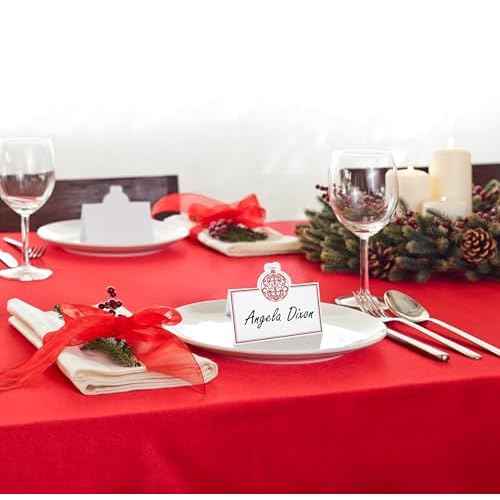 Gift Boutique 100 Pack Christmas Place Cards Holiday Seating Name Card Die Cut Xmas Ornement Bell Table Setting Folded Paper Tent Cards for Dinner Wedding Tables Placement Party Decorations 2" x 3.5"