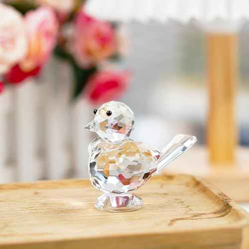 H&D HYALINE & DORA Crystal Bird of Happiness Collectible Figurines Glass Animal Figurine for Table Home Decoration