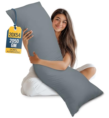 20x54 Inch Full Body Pillow for Side Sleepers, Grey Long Support Pillow