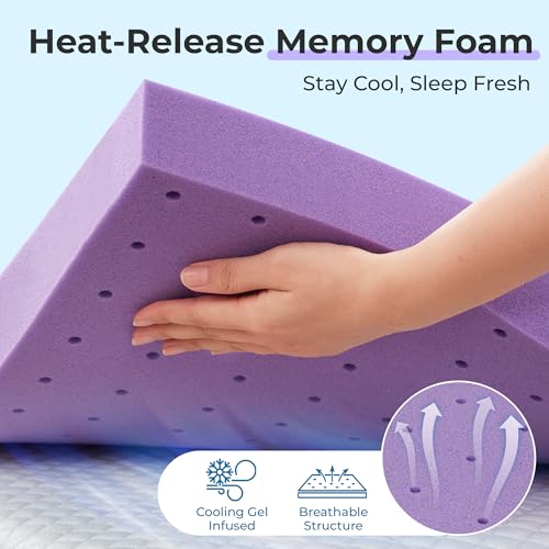 Twin XL Gel Memory Foam Mattress Topper 3 Inch Ventilated Cooling Pad for Dorm Bed