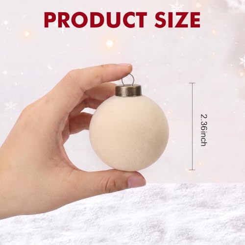 ZenNex 9Pcs Velvet Christmas Balls Ornaments Beiges 2.36in