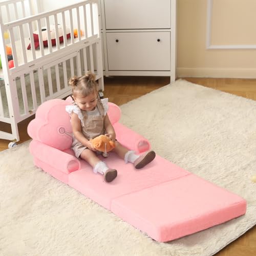 Kids Foldable Toddler Chair with Princess Couch Design - Pink Variation