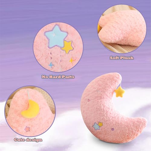Moon Stuffed Pillow, Moon Plush Toy Hanging a Star, Home Decoration Christmas Birthday Gift for Kids Adults (17.7inch)