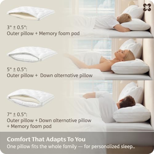 Adjustable King Pillow for Back, Side & Stomach Sleepers - White