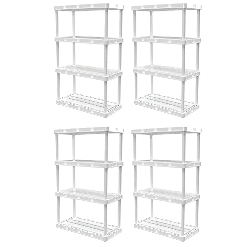 Gracious Living 4-Pack White Storage Shelves & Racks, 4 Solid Fixed-Tier Units