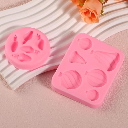 ICNYEKl I-185 Christmas Light Bulb Fondant Mold for Cake Decorating