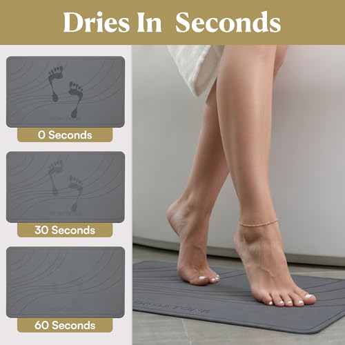 Diatomaceous Earth Bath Mat - Quick Dry & Non-Slip Bathroom Floor Rug