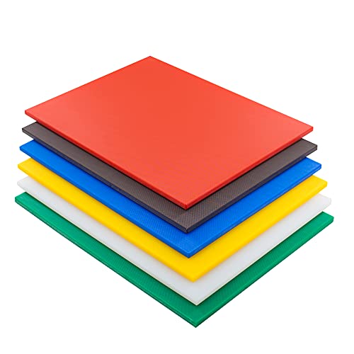 Commercial Grade Multi-Color Plastic Cutting Board Set - NSF Certified, 6 Pack, 20x15 Inches