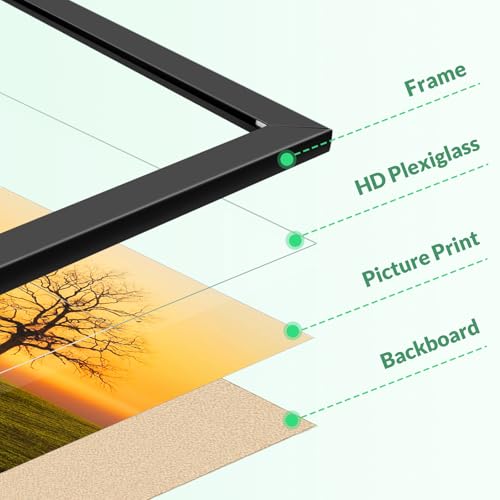 19.25x26.75 Inch Black Picture Frame with Shatterproof Plexiglass – Wall Display, Stable & Sturdy