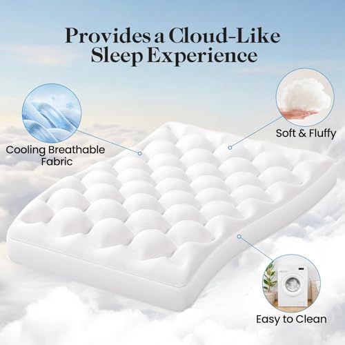 Plush 4-Inch Queen Size Cooling Mattress Topper - Gel Memory Foam & Pillow Top, Air Holes