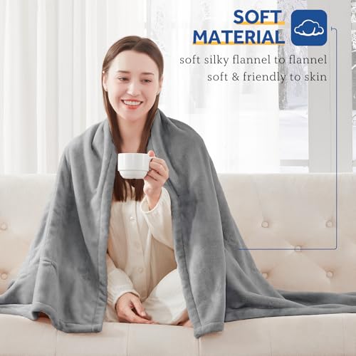 Sealy Full Size Electric Heated Blanket 80x84 Light Grey with Auto Shutoff