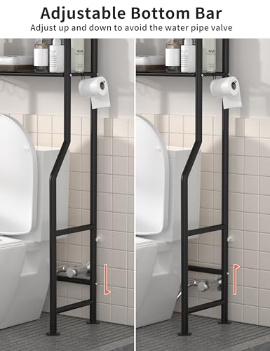 Livilord Black 3-Tier Over Toilet Storage Rack, 64" H, Anti-Tip