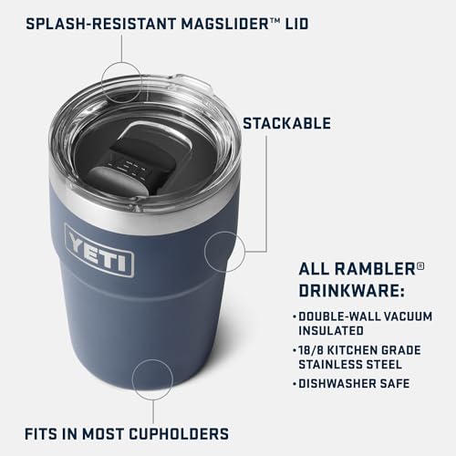 YETI Rambler 16 oz Navy Stackable Tumbler with Vacuum Insulation & MagSlider Lid