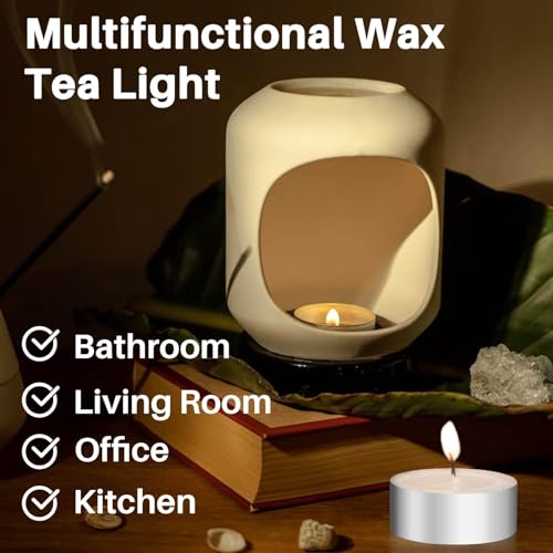 Tealight Candles - Tea Lights Candles Unscented Tea Tree Lights Mini Votive with Cotton Wick for Decorating Home,Pool,Shabbat,Wedding,Emergencies,Christmas,Halloween,Parties, Spas