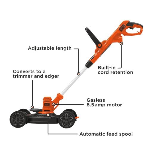 Corded Lawn Mower Weed Wacker Edger 3-in-1 Combo 12-Inch 6.5 Amp