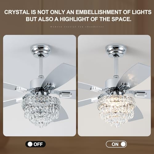 Chrome 42-Inch Ceiling Fan with Lights and Remote Control