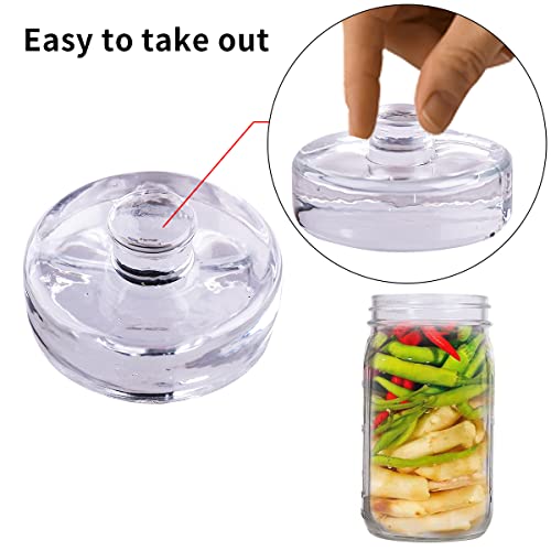 Eleganttime 4 Pack Easy Grip Handle Glass Fermentation Weights Great Mason Jar Wide Mouth Canning Fermenting Pickling Sourkrout Kraut Weight Fermentation Kit