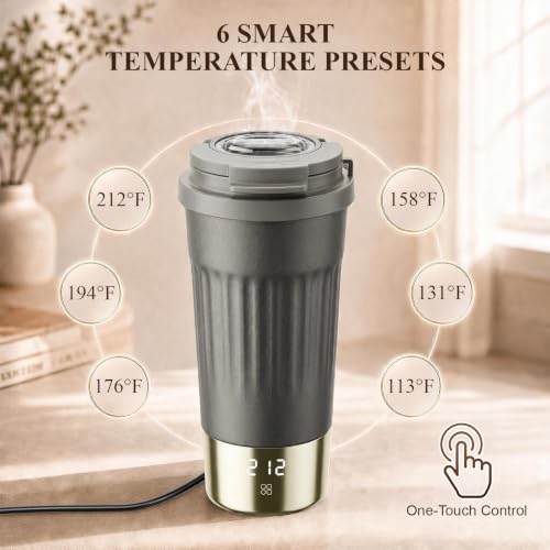 LUUPONKO Titanium Gray Dual Voltage Electric Kettle 400ml with LCD Temp Display