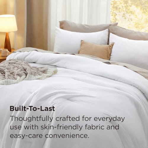 Bedsure King Comforter Set - Prewashed Soft White Bedding 3 Pieces 104x90 Variation 02