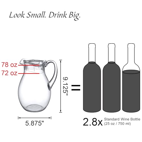 2-Pack Acrylic Water Pitcher 72 oz BPA-Free Shatterproof for Iced Tea Juice