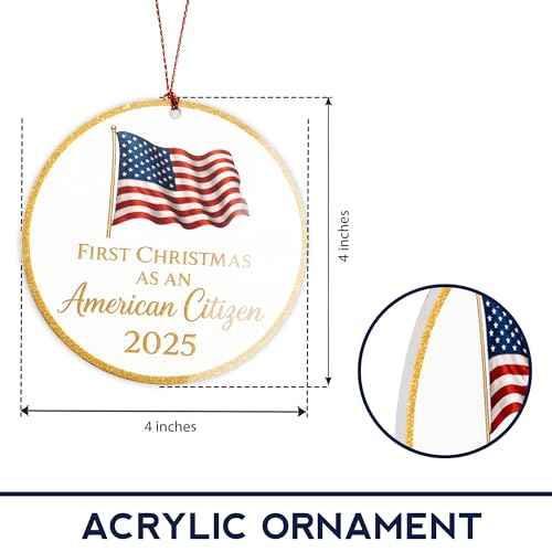 First Christmas as American Citizen Ornament 2025 ? Patriotic American Flag Christmas Ornament ? Citizenship Gift for New US Citizen ? USA Immigration Celebration Keepsake