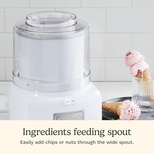 Cuisinart 1.5 Qt Ice Cream Maker Machine White - Fast Frozen Treats in 20 Minutes