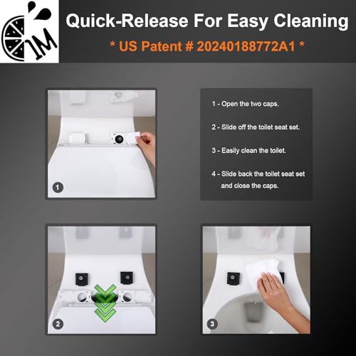 2 Pack Elongated Family Toilet Seat with Built-In Toddler Seat - Soft Close, Quick Release, No Wiggling
