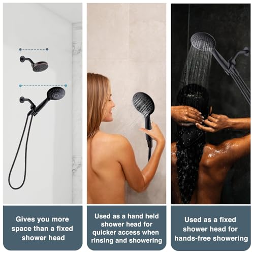 BRIGHT SHOWERS 2.5 GPM Oil-Rubbed Bronze Handheld Shower Head with 9 Spray Settings & 60-Inch Hose