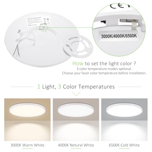 12-Inch LED Flush Mount Ceiling Light 3CCT White Ultra-Thin 4 Pack