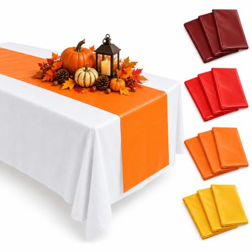 Panelee Fall & Thanksgiving Disposable Table Runners, 12 Pack, 14 x 108 in (4 Colors)