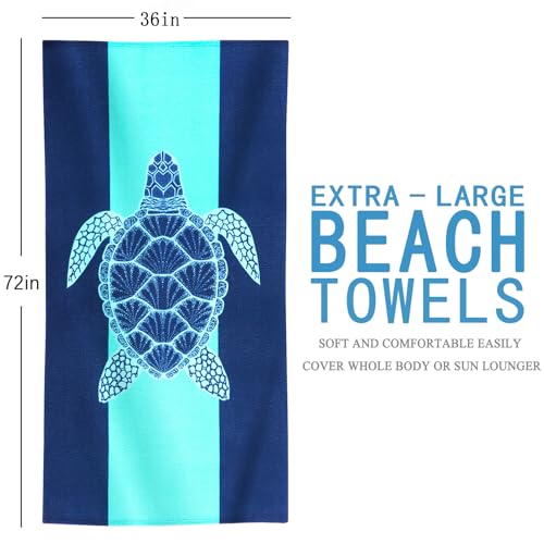 Oversized Beach Towel Set - Flamingo Turtle Shark Lobster Pineapple Tree Design - 36 x 72 Inches, Soft Microfiber, Bulk Pool & Travel Essentials