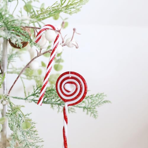 DAHI 22pcs Christmas Candy Cane Ornaments Set Glitter Plastic Tree