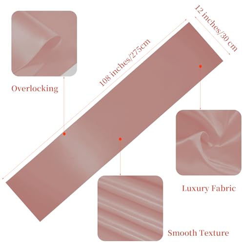 Q&J Fabric Co. Rose Gold Satin Table Runners 2-Pack, 12x108 Inches for Weddings & Events