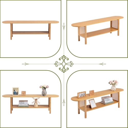 Bamboo TV Stand for 65-Inch TVs with Storage & Shelves - Modern Entertainment Center