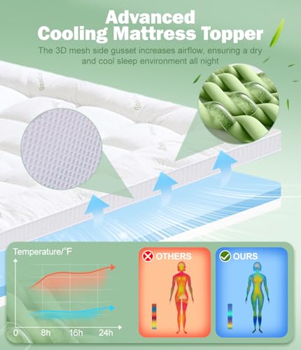 Fracho 4 Inch Full Memory Foam Mattress Topper, Dual Layer Design