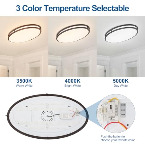 DAKASON 24-Inch Oval LED Flush Mount Ceiling Light Fixture - Oil Rubbed Brown
