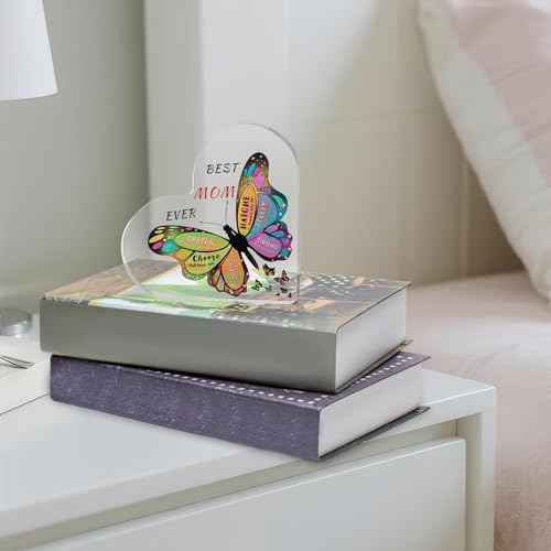 Gifts for Mom from Daughter Son,Butterfly Desk Decorations Best Mom Ever Gifts£¬Mother Birthday Present for Mom Christmas Anniversary and Mothers Day Gifts (5.9 x 5.9 x 0.6in£©